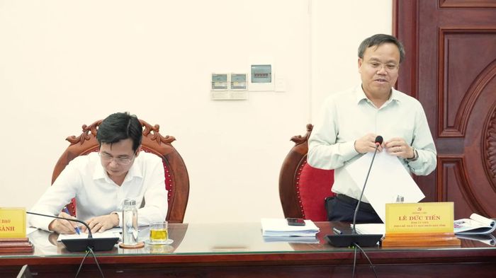 Đồng chí Lê Đức Tiến, Phó Chủ tịch UBND tỉnh phát biểu tại buổi làm việc - Ảnh: Q.V