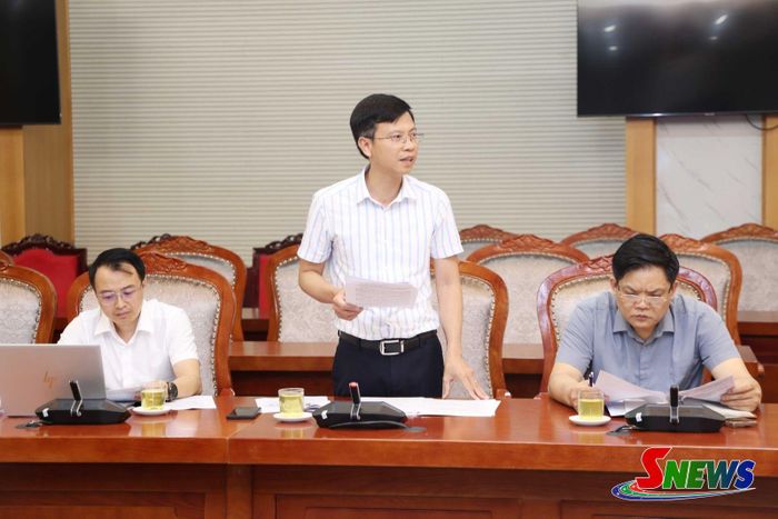 Đại diện Ban Quản lý Dự án đầu tư xây dựng công trình dân dụng công nghiệp và phát triển đô thị tỉnh phát biểu tại cuộc họp.