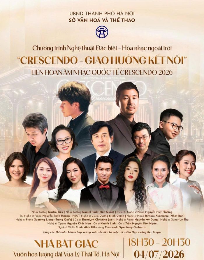 Đêm hòa nhạc có sự tham gia của Crescendo Festival Orchestra cùng đông đảo nghệ sĩ, giáo sư, chuyên gia âm nhạc và những tài năng trẻ xuất sắc đến từ Việt Nam và nhiều quốc gia trên thế giới (Ảnh: BTC).