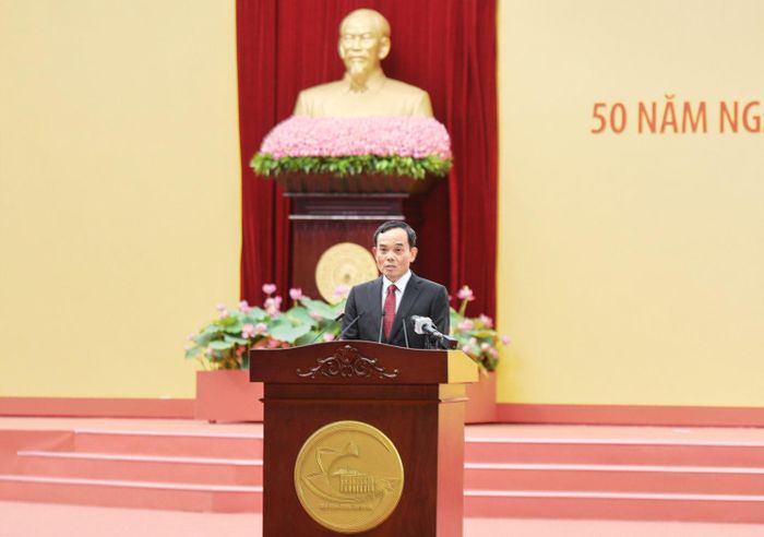 Bí thư Thành ủy, Trưởng đoàn ĐBQH TP. Hồ Chí Minh Trần Lưu Quang đọc Diễn văn tại Lễ kỷ niệm