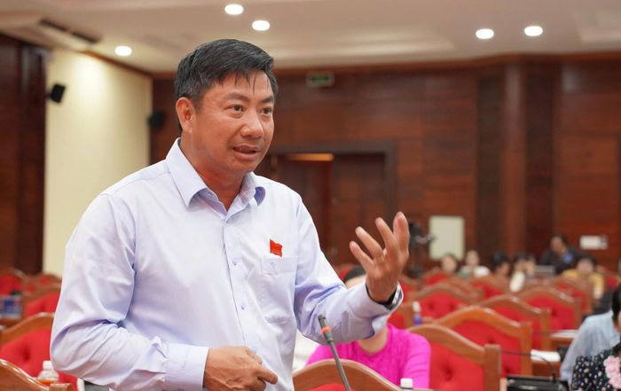 Ủy viên Ban Thường vụ Tỉnh ủy, Trưởng Ban Tổ chức Tỉnh ủy Nguyễn Thượng Hải phát biểu tại phiên thảo luận tổ