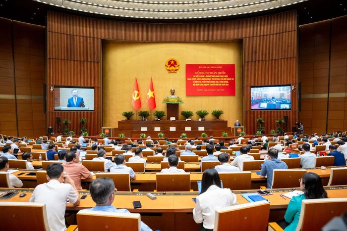Tổng Bí thư, Chủ tịch nước Tô Lâm phát biểu chỉ đạo tại Hội nghị toàn quốc sơ kết 1 năm rưỡi triển khai thực hiện Nghị quyết số 57-NQ/TW của Bộ Chính trị. Ảnh: Phạm Thắng