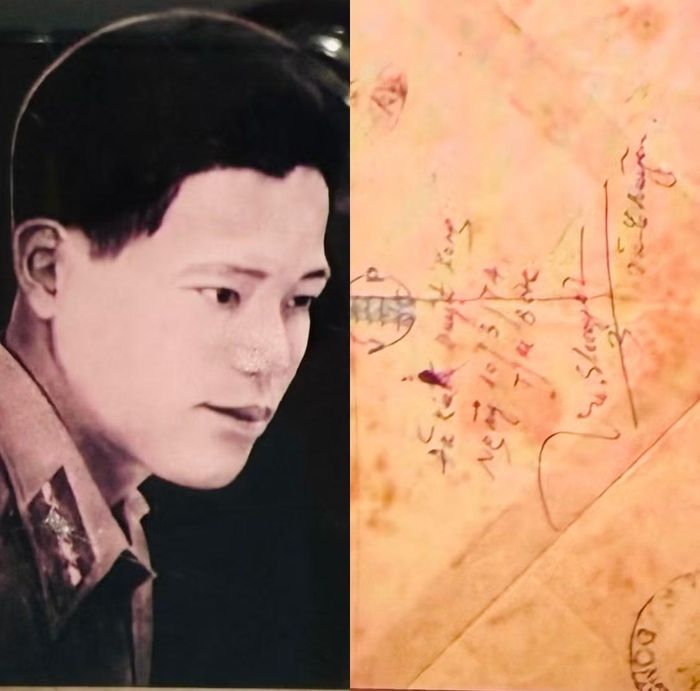 Chân dung và phong thư của liệt sĩ Đoàn Trọng Lãi được em trai Đoàn Hùng Cường luôn ấp ủ giữ gìn cẩn thận hàng thập kỷ qua.