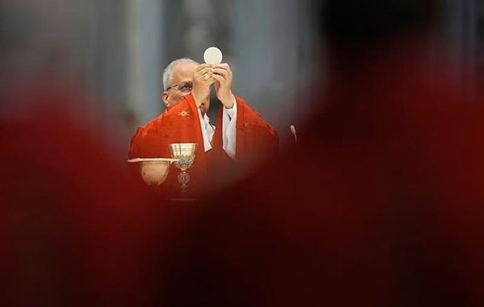 Đức Giáo hoàng Leo XIV cử hành Thánh lễ tại Vương cung thánh đường Thánh Phêrô ở Vatican, thứ Hai, ngày 29 tháng 6 năm 2026, nơi ngài trao áo choàng pallium cho các tổng giám mục đô thành mới được bổ nhiệm.(Ảnh AP/Alessandra Tarantino)