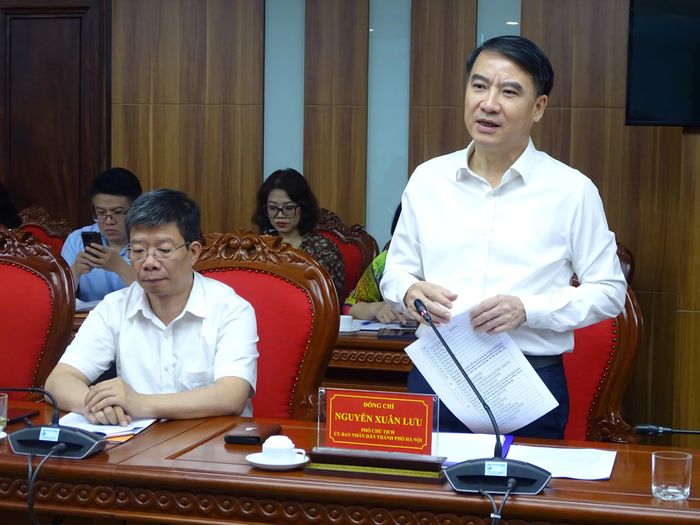 Phó Chủ tịch UBND TP. Hà Nội Nguyễn Xuân Lưu phát biểu tại Hội nghị. Ảnh: D.Thiện