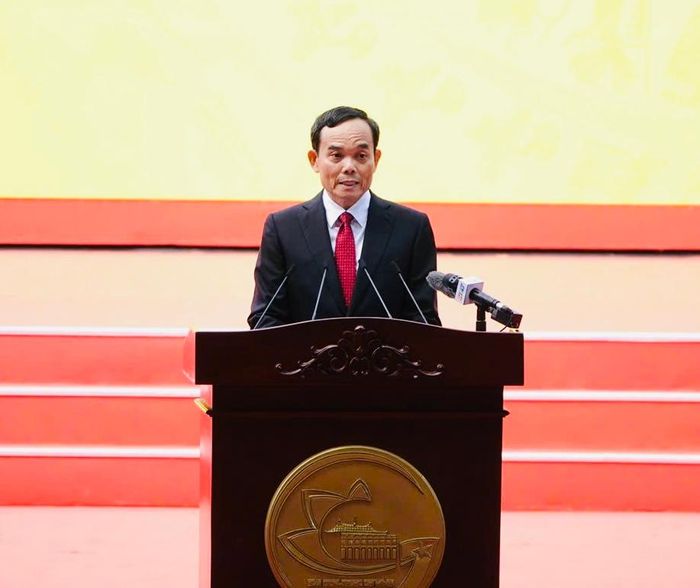 Ủy viên Bộ Chính trị, Bí thư Thành ủy TPHCM Trần Lưu Quang phát biểu tại Lễ kỷ niệm
