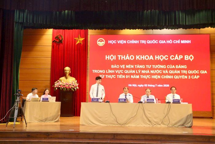 Sáng 2-7, Học viện Chính trị Quốc gia Hồ Chí Minh tổ chức Hội thảo khoa học cấp Bộ. Ảnh: PN