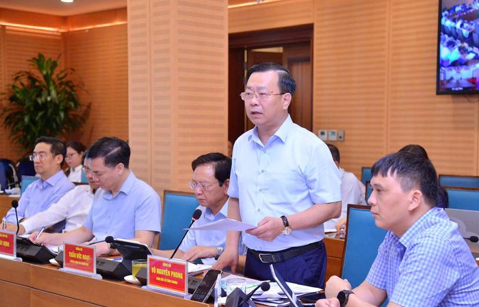 Giám đốc Sở Công Thương Hà Nội Võ Nguyên Phong phát biểu. Ảnh: Viết Thành