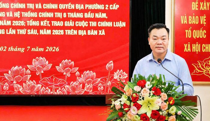 Bí thư Đảng ủy xã Đại Xuyên Đào Việt Long phát biểu chỉ đạo tại hội nghị. Ảnh: TN