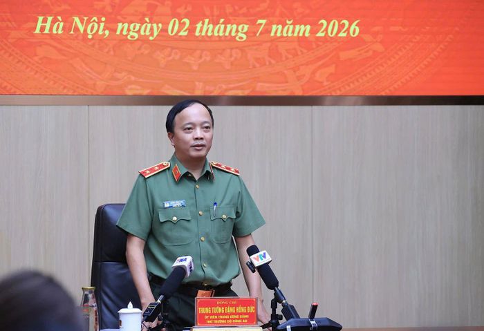 Trung tướng Đặng Hồng Đức, Ủy viên Trung ương Đảng, Thứ trưởng Bộ Công an kết luận buổi làm việc. Ảnh: PV