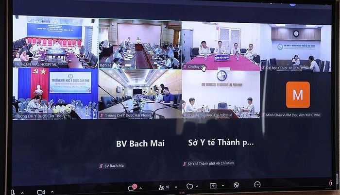 Các điểm cầu tham dự cuộc họp.