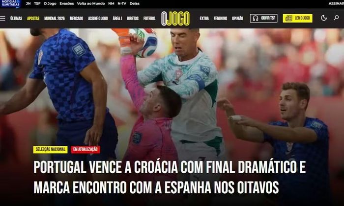  Trang O Jogo của Bồ Đào Nha tường thuật ngắn gọn trận đấu khi viết "Bồ Đào Nha ngược dòng đánh bại Croatia trong trận cầu nghẹt thở, giành vé vào vòng 1/8 và hẹn gặp Tây Ban Nha". 