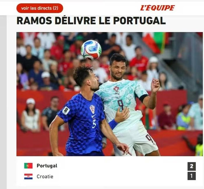 Tờ L'Equipe của Pháp thì ngắn gọn hơn với dòng tiêu đề "Ramos đã giải cứu Bồ Đào Nha". 