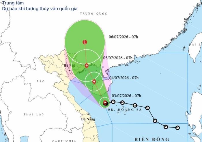 Dự báo vị tí, đường đi của Áp thấp nhiệt đới (Bão số 1). Ảnh NCHMF