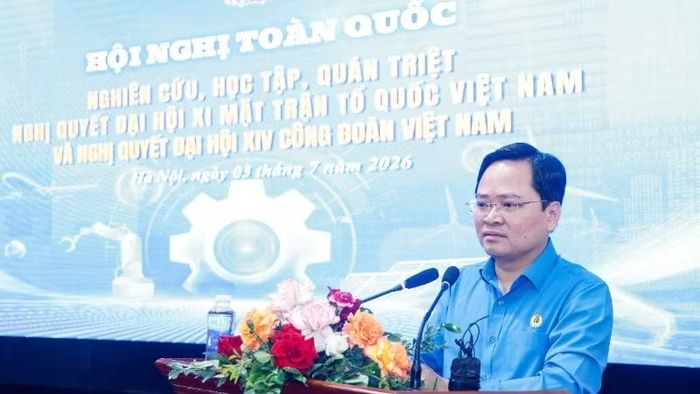 Chủ tịch Tổng Liên đoàn Lao động Việt Nam Nguyễn Anh Tuấn kết luận hội nghị.