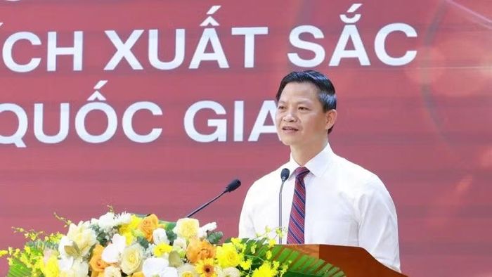 Chủ tịch Ủy ban nhân dân tỉnh Thái Nguyên Vương Quốc Tuấn phát biểu tại hội nghị. (Ảnh: UBND tỉnh Thái Nguyên)