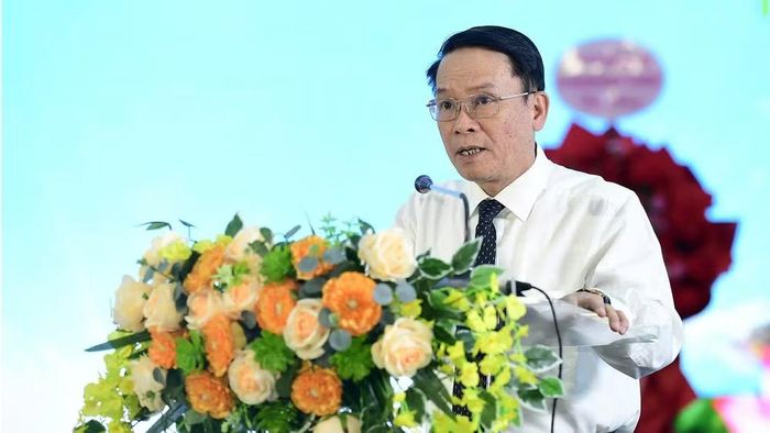 Đồng chí Nguyễn Đức Lợi, nguyên Ủy viên Trung ương Đảng, Phó Chủ tịch Thường trực Hội Nhà báo Việt Nam phát biểu tại đại hội.