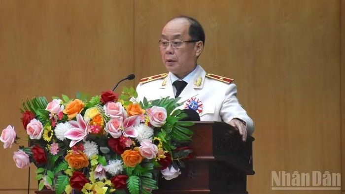 Thiếu tướng Nguyễn Hữu Hợp, Bí thư Đảng ủy, Giám đốc Công an thành phố Đà Nẵng phát biểu tại buổi lễ
