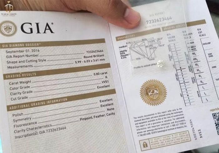 Giấy kiểm định về kim cương của GIA.