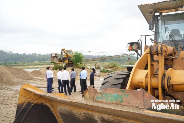 Đoàn kiểm tra thực địa về vấn đề kiểm soát tải trọng từ bến. Ảnh: Nguyễn Toàn