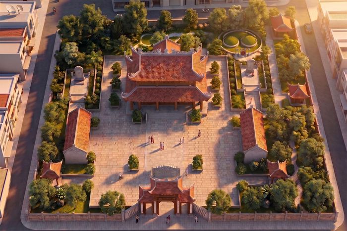  Bản phối cảnh dự kiến trùng tu, tôn tạo Khu di tích đền và mộ Lê Quảng Chí, Lê Quảng Ý. Ảnh: UBND phường Hoành Sơn cung cấp. 