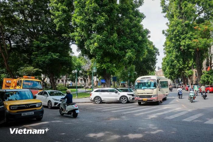 Để giảm ảnh hưởng đến hoạt động vận tải hành khách, thành phố bố trí 4 điểm trung chuyển trên các phố Bà Triệu, Trần Nhật Duật, Trần Quang Khải và Trần Khánh Dư, tạo điều kiện để xe chở khách trên 16 chỗ đón, trả khách trong thời gian bị hạn chế lưu thông. (Ảnh: Hoài Nam/Vietnam+)