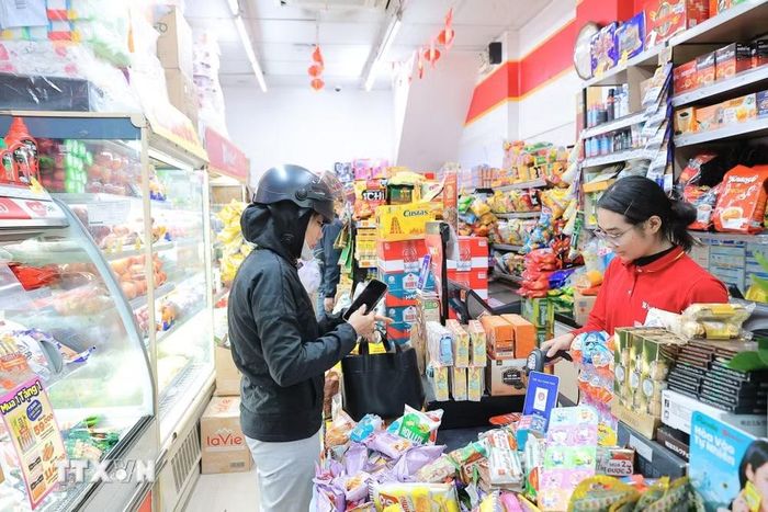 Thanh toán điện tử bằng mã QR. (Ảnh: Lê Đông/TTXVN)