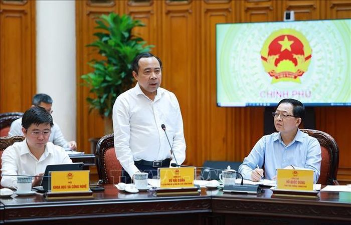 Bộ trưởng Bộ Khoa học và Công nghệ Vũ Hải Quân phát biểu. Ảnh: Dương Giang/TTXVN