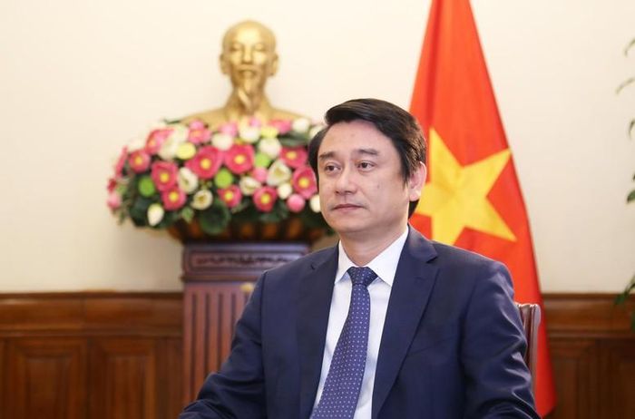 Thứ trưởng Bộ Ngoại giao Lê Anh Tuấn trả lời phỏng vấn báo chí. Ảnh: baochinhphu.vn