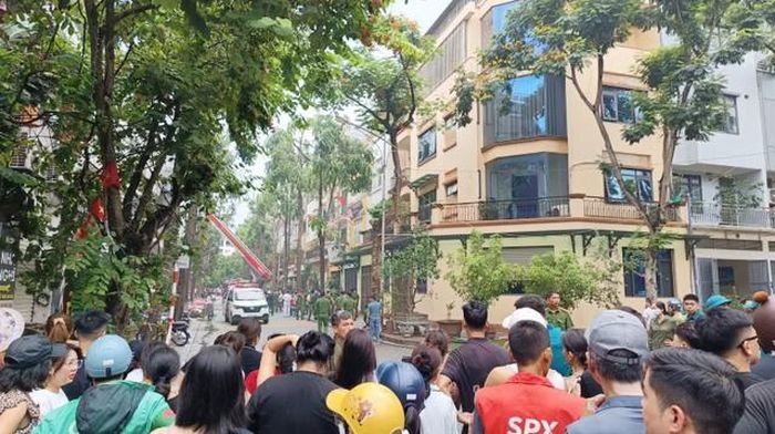 Hiện trường vụ cháy tại phường Kiến Hưng. Ảnh Tiền phong