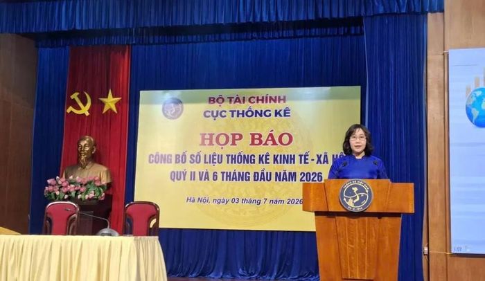 Bà Nguyễn Thị Hương, Cục trưởng Cục Thống kê thông tin tại cuộc họp báo. Ảnh: LƯU THỦY