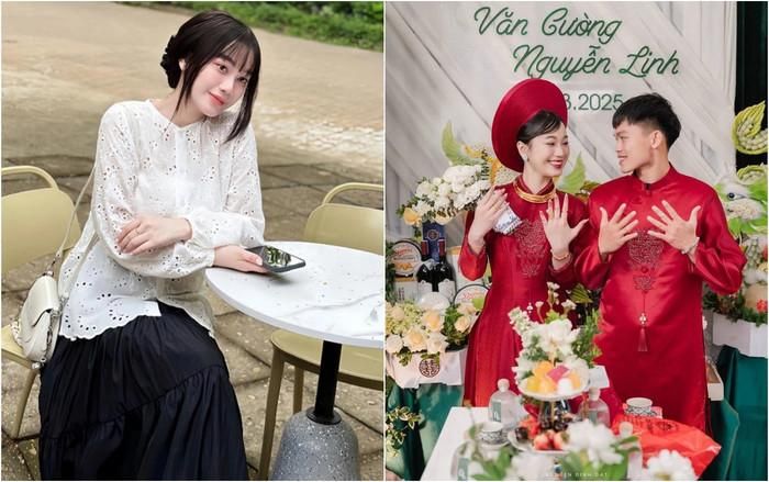 Cô giáo Nguyễn Linh - bà xã cầu thủ Hồ Văn Cường.