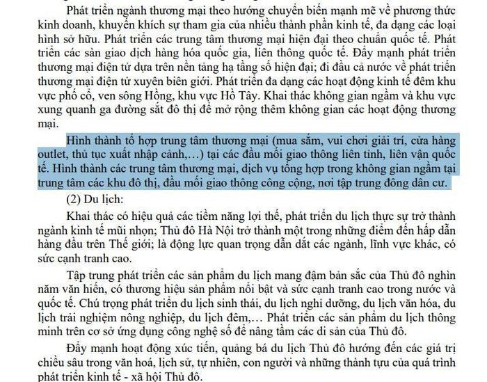 Nội dung được thể hiện rõ trong bản Quy hoạch tổng thể Thủ đô Hà Nội tầm nhìn 100 năm.