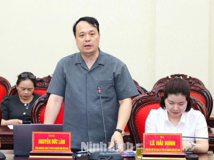 Ông Nguyễn Đức Lâm, Tổng Giám đốc Công ty Cổ phần Đầu tư Kỷ nguyên mới Việt Nam phát biểu.