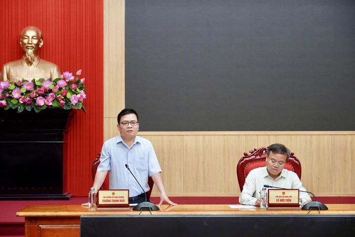 Đồng chí Trương Thanh Hoài, Thứ trưởng Bộ Công thương phát biểu kết luận tại buổi làm việc - Ảnh: H.N