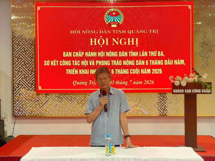 Đại diện lãnh đạo Hội Nông dân tỉnh phát biểu tại hội nghị - Ảnh: Việt Anh