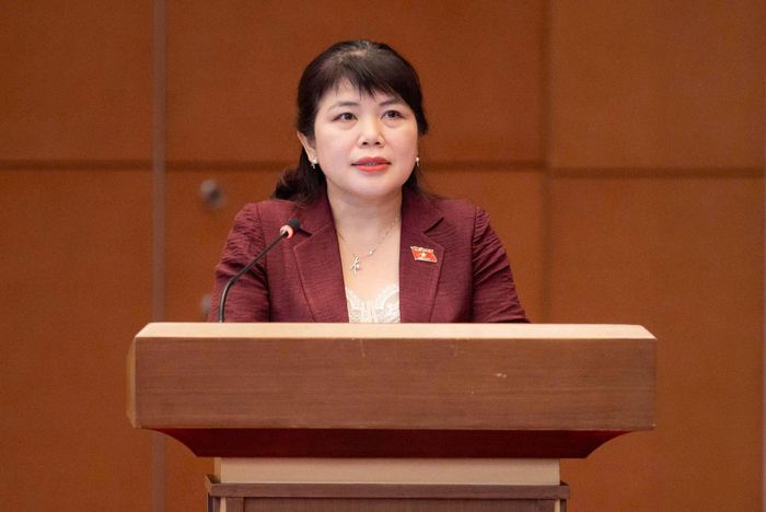 Phó trưởng Đoàn chuyên trách Đoàn ĐBQH tỉnh Quảng Ninh Nguyễn Thị Thu Hà trình bày tham luận tại hội thảo