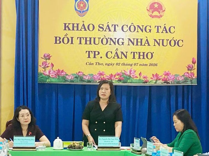  Phó Chủ tịch UBND TP Cần Thơ Nguyễn Thị Ngọc Điệp phát biểu tại buổi làm việc. 