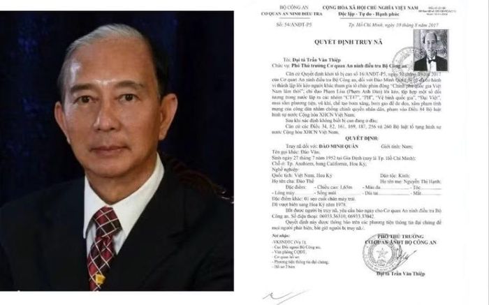 Lệnh truy nã đối tượng Đào Minh Quân.