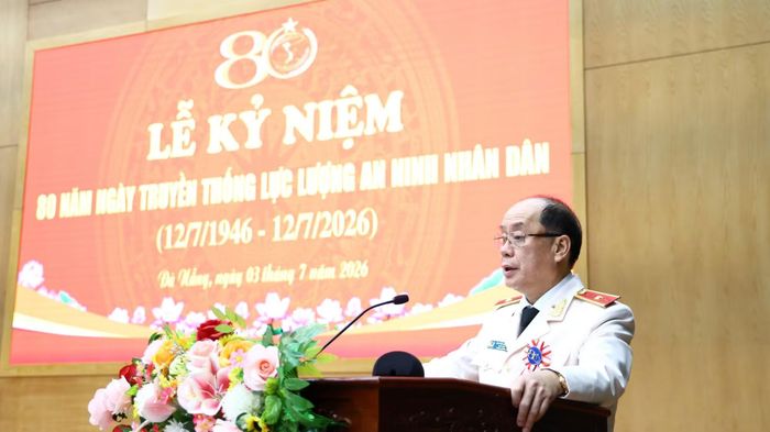 Thiếu tướng Nguyễn Hữu Hợp, Giám đốc Công an TP Đà Nẵng phát biểu tại lễ kỷ niệm.