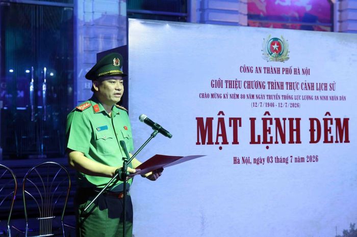 Đại tá Nguyễn Tiến Đạt, Phó Giám đốc Công an TP Hà Nội phát biểu tại chương trình.