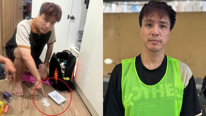 Ca sĩ Tăng Nhật Tuệ cùng tang vật bị Công an TP.HCM bắt quả tang.