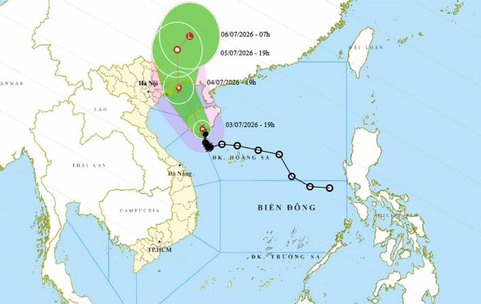 Bản đồ dự báo đường đi, khu vực ảnh hưởng của bão số 1. (Nguồn: NCHMF)