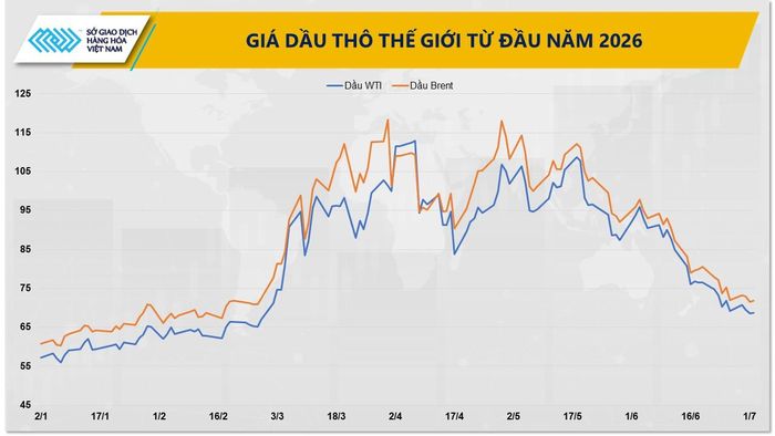 Diễn biến giá dầu thô thế giới từ đầu năm đến nay. Nguồn: MXV