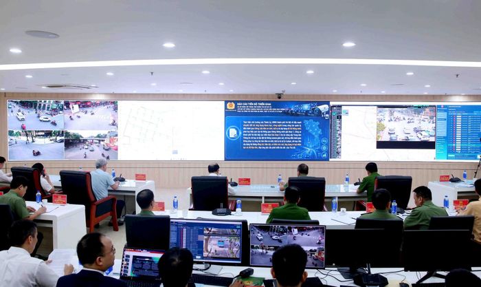 Trung tâm Thông tin chỉ huy - Công an thành phố Hà Nội. Ảnh: Công an thành phố Hà Nội