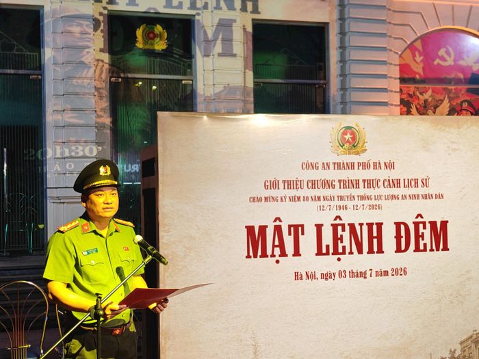 Đại tá Nguyễn Tiến Đạt, Phó Giám đốc Công an thành phố Hà Nội phát biểu tại chương trình. Ảnh: PV
