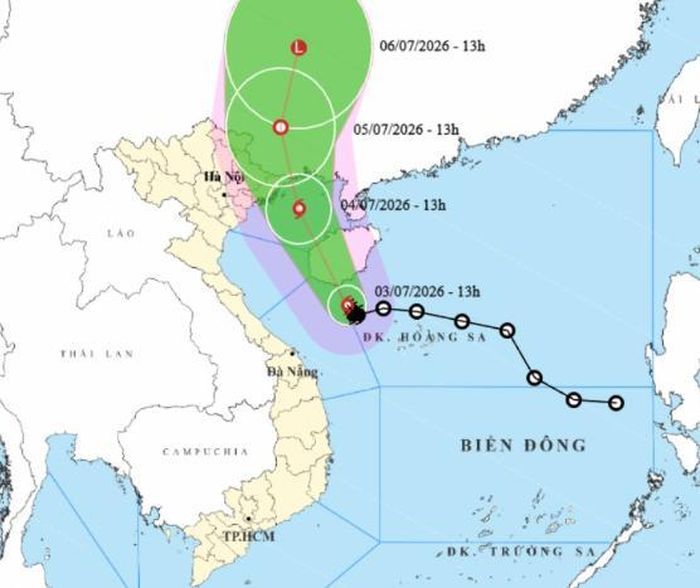 Vị trí và hướng đi của bão số 1. Ảnh: NCHMF