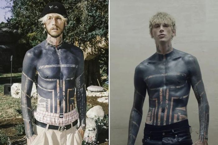 Nam rapper Machine Gun Kelly gần đây đã phải nếm "trái đắng" vì nóng lòng thực hiện một hình xăm blackout khổng lồ phủ kín phần lớn thân trên. Ảnh: Machine Gun Kelly/Instagram