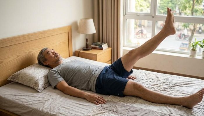 Bài tập nâng chân thẳng giúp tăng cường cơ tứ đầu đùi và cải thiện khả năng kiểm soát vận động.