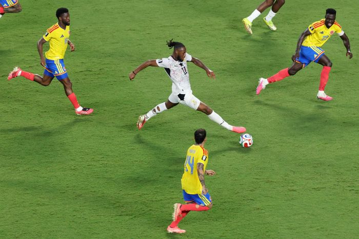  Ghana không có cú sút nào trúng đích ở trận gặp Colombia. 